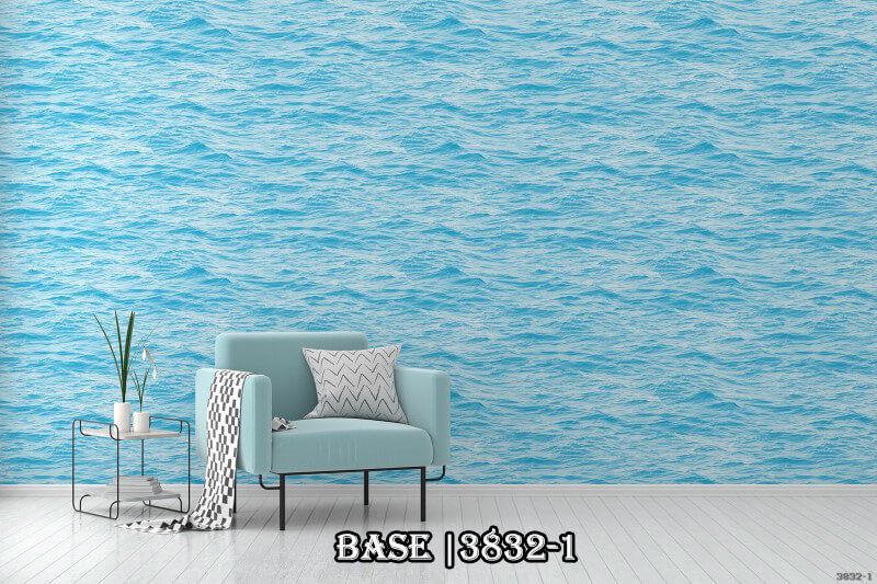 Một không gian tươi trẻ, mát mẻ và đầy chiều sâu được trang trí bởi mẫu giấy dán tường họa tiết sóng biển.