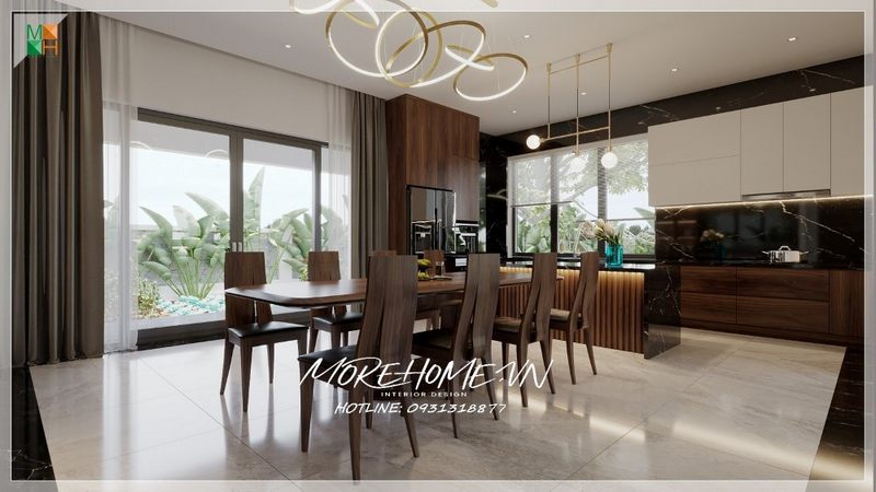Thiết kế phòng ăn liền bếp tiện lợi, độ mở rộng cho không gian, tiện nghi cho quá trình sử dụng hằng ngày